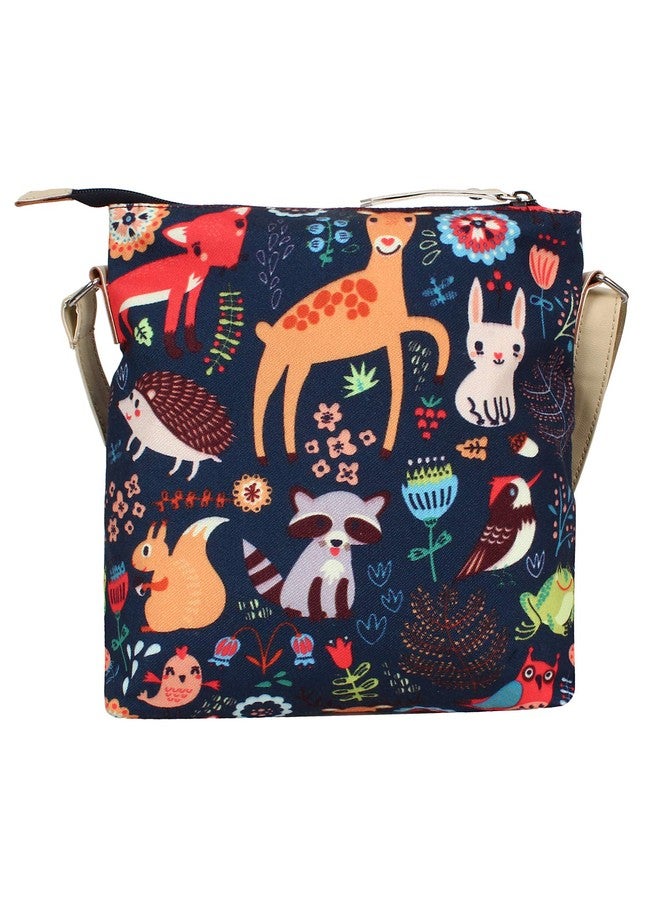 Anekaant Women's Modish Digital Printed Canvas PU Sling Bag Navy and Multi - Image 3